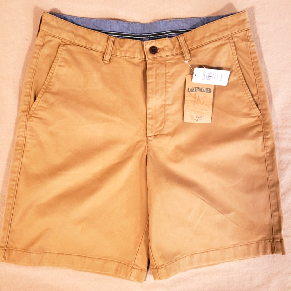 MEN'S LLBEAN KHAKI LAKEWASHED SHORTS